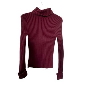 Rave Vintage 90’s Y2K Style Deep Red Ribbed Turtleneck Sweater